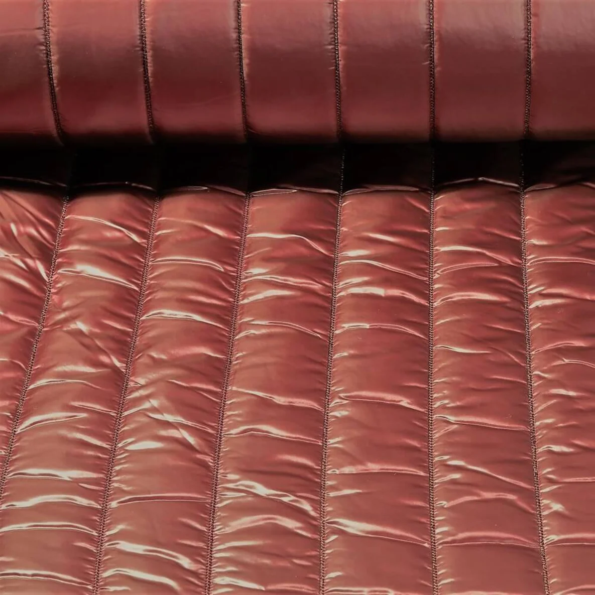 Steppstoff Glänzend Streifen Uni Altrosa