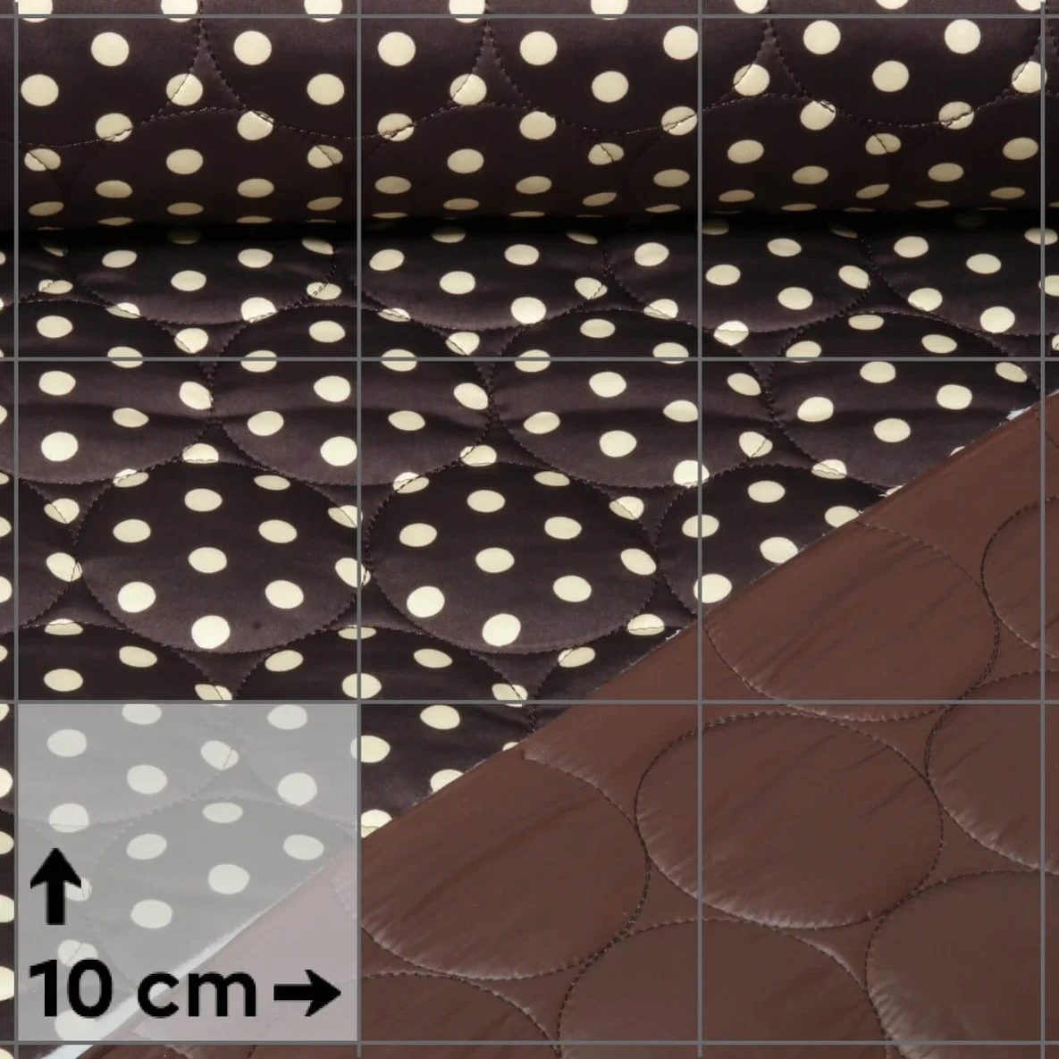 Steppstoff Quilt Kreise Punkte Braun Ecru