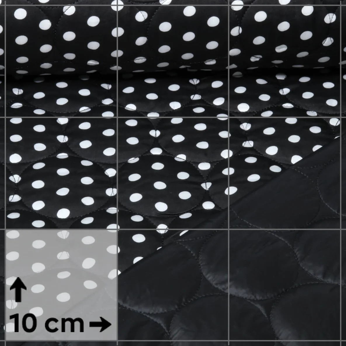 Steppstoff Quilt Kreise Punkte Schwarz Weiß