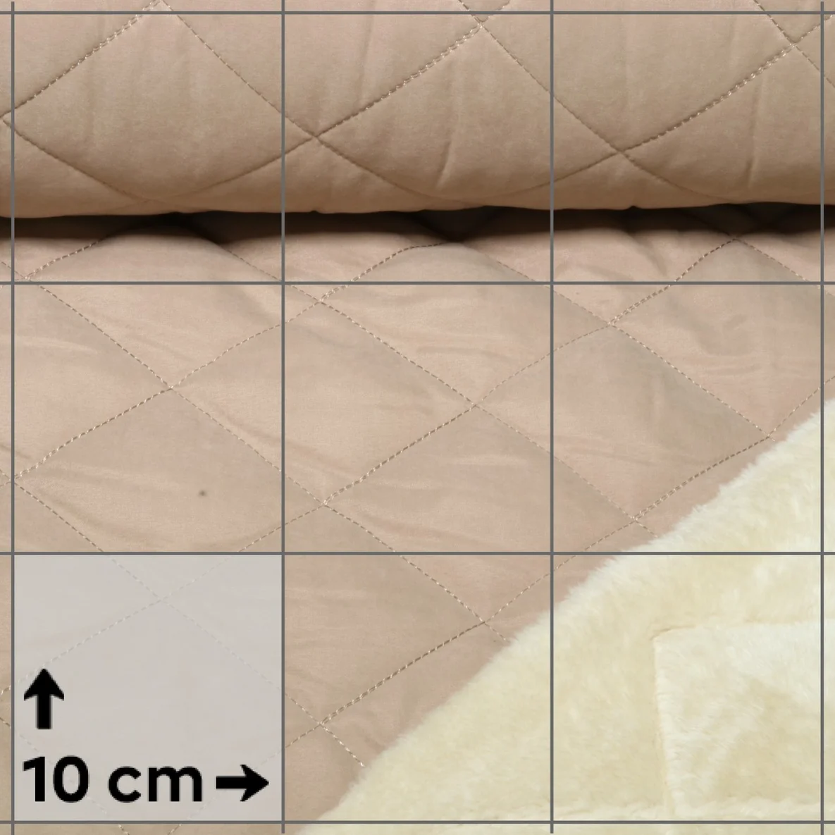 Steppstoff Wasserabweisend Teddyfell Karo Uni Beige 