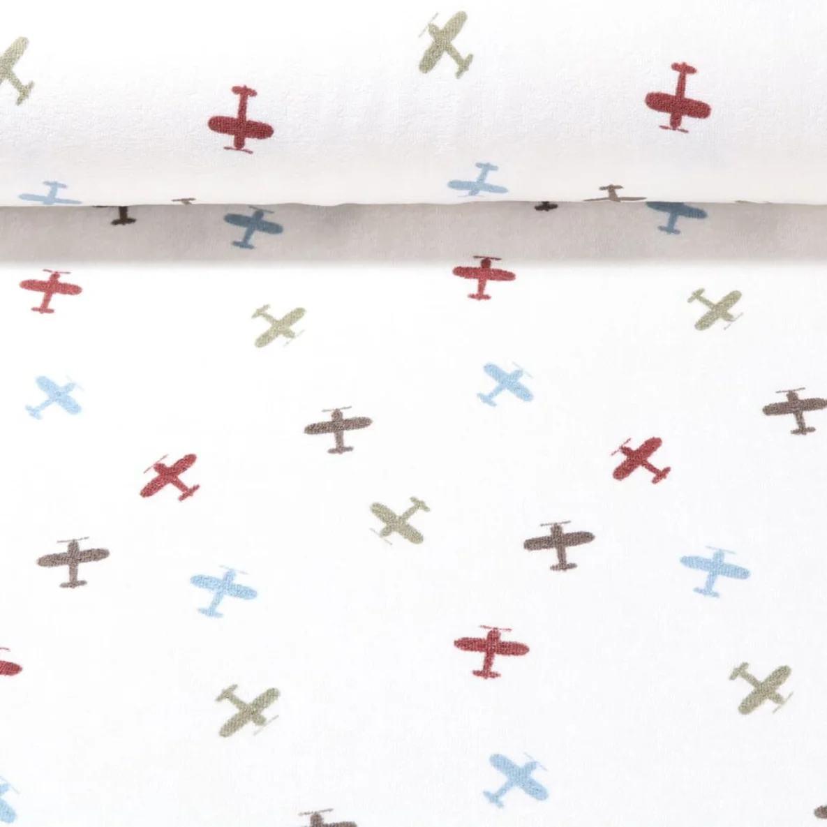 Stretch Frottee Flugzeuge Ecru