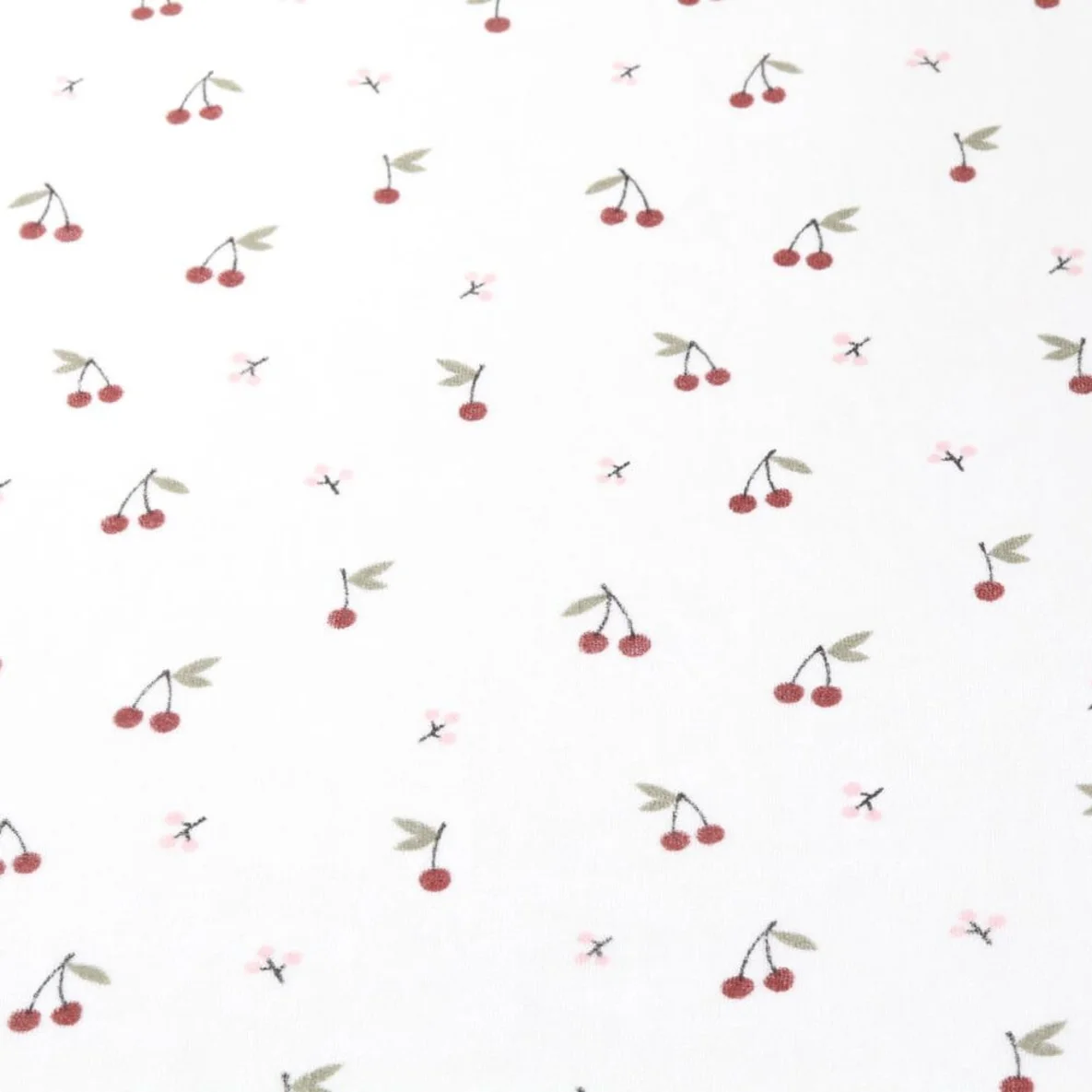Stretch Frottee Kirschen Ecru