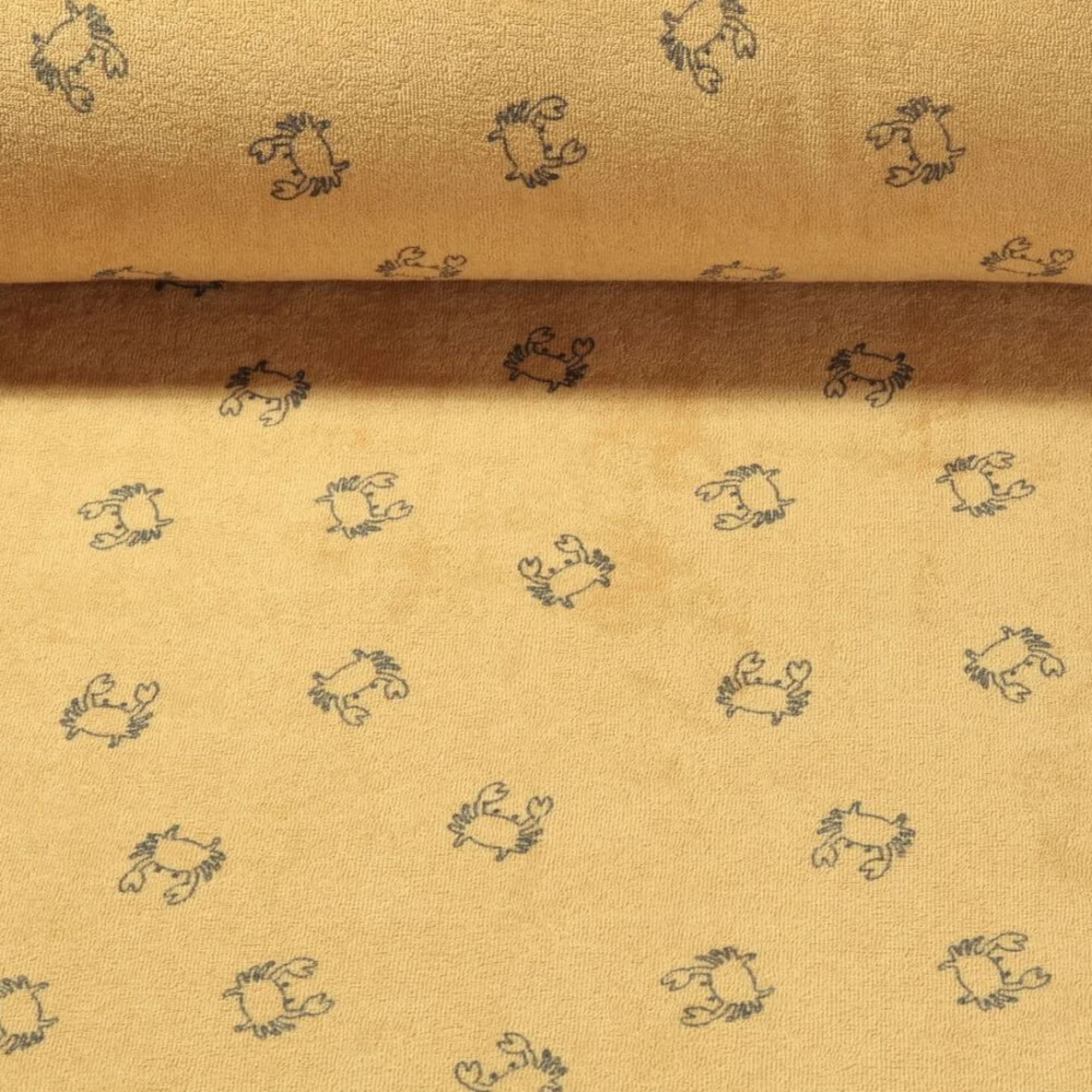 Stretch Frottee Krabben Gelb