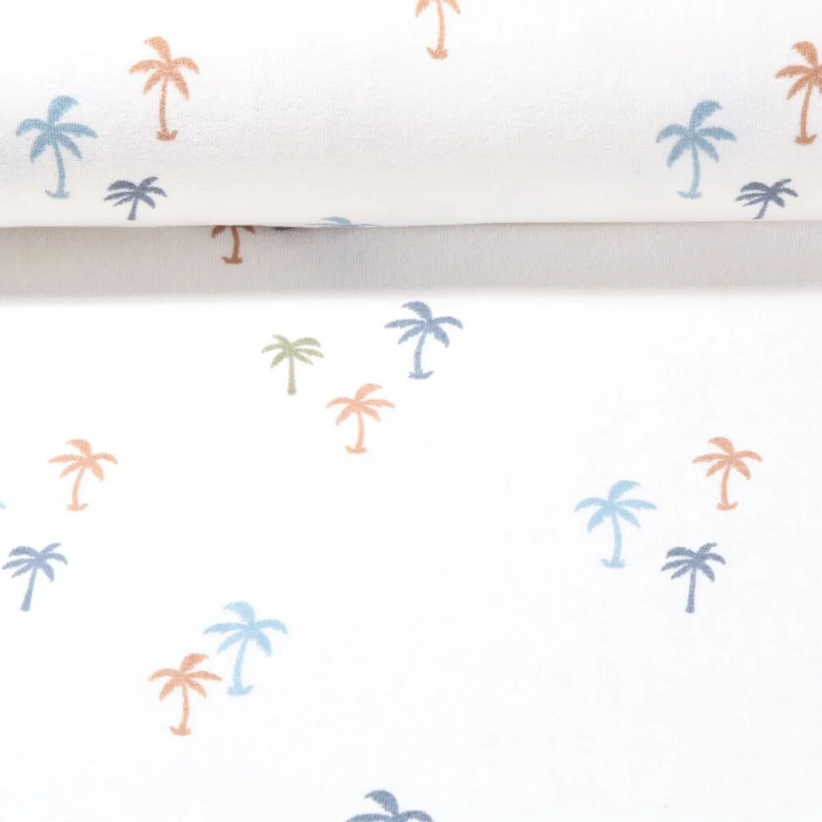 Stretch Frottee Palmen Ecru