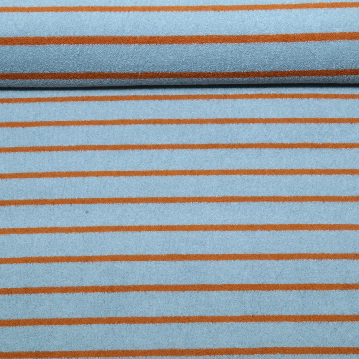 Stretch Frottee Streifen Blau Braun