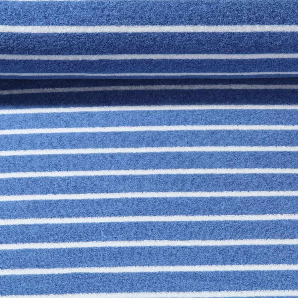 Stretch Frottee Streifen Hellblau Ecru