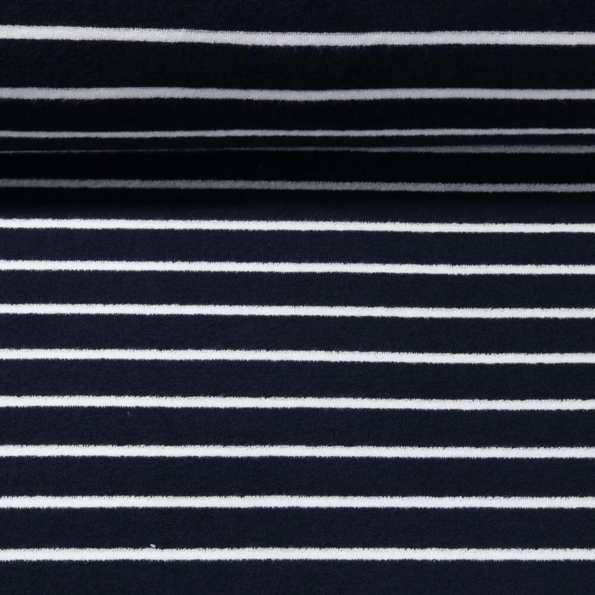 Stretch Frottee Streifen Navy Ecru