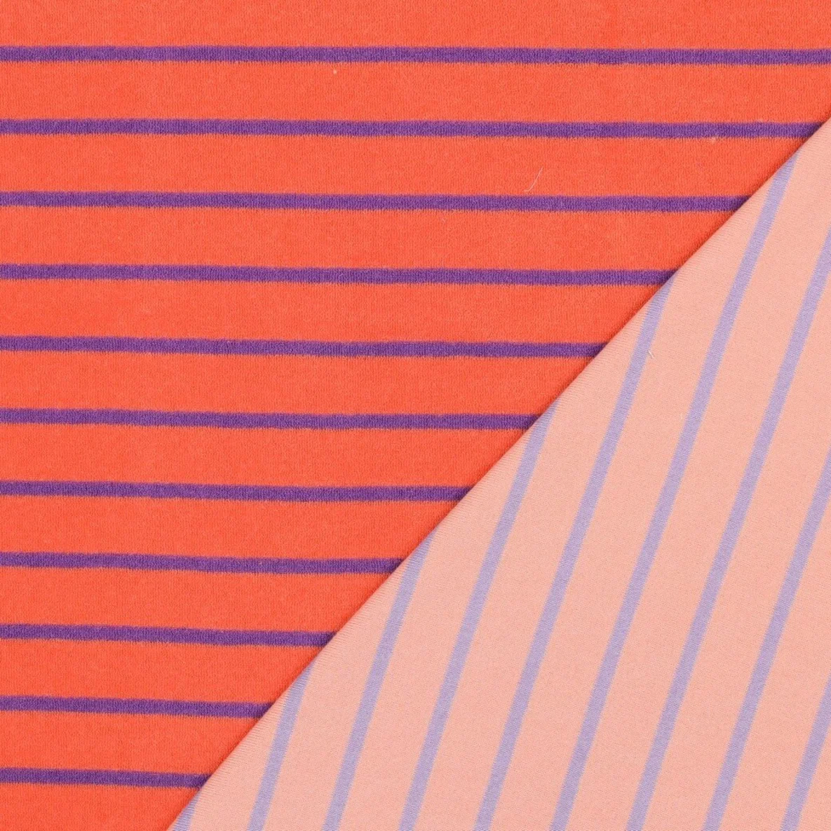 Stretch Frottee Streifen Orange Lila 