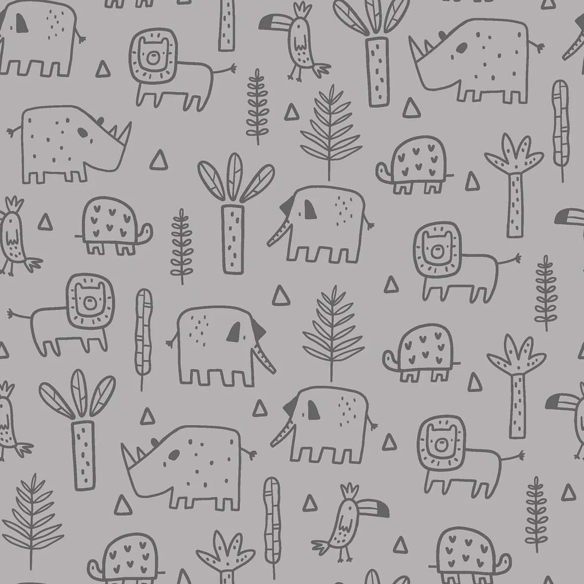 Stretch Frottee Tiere Hellgrau