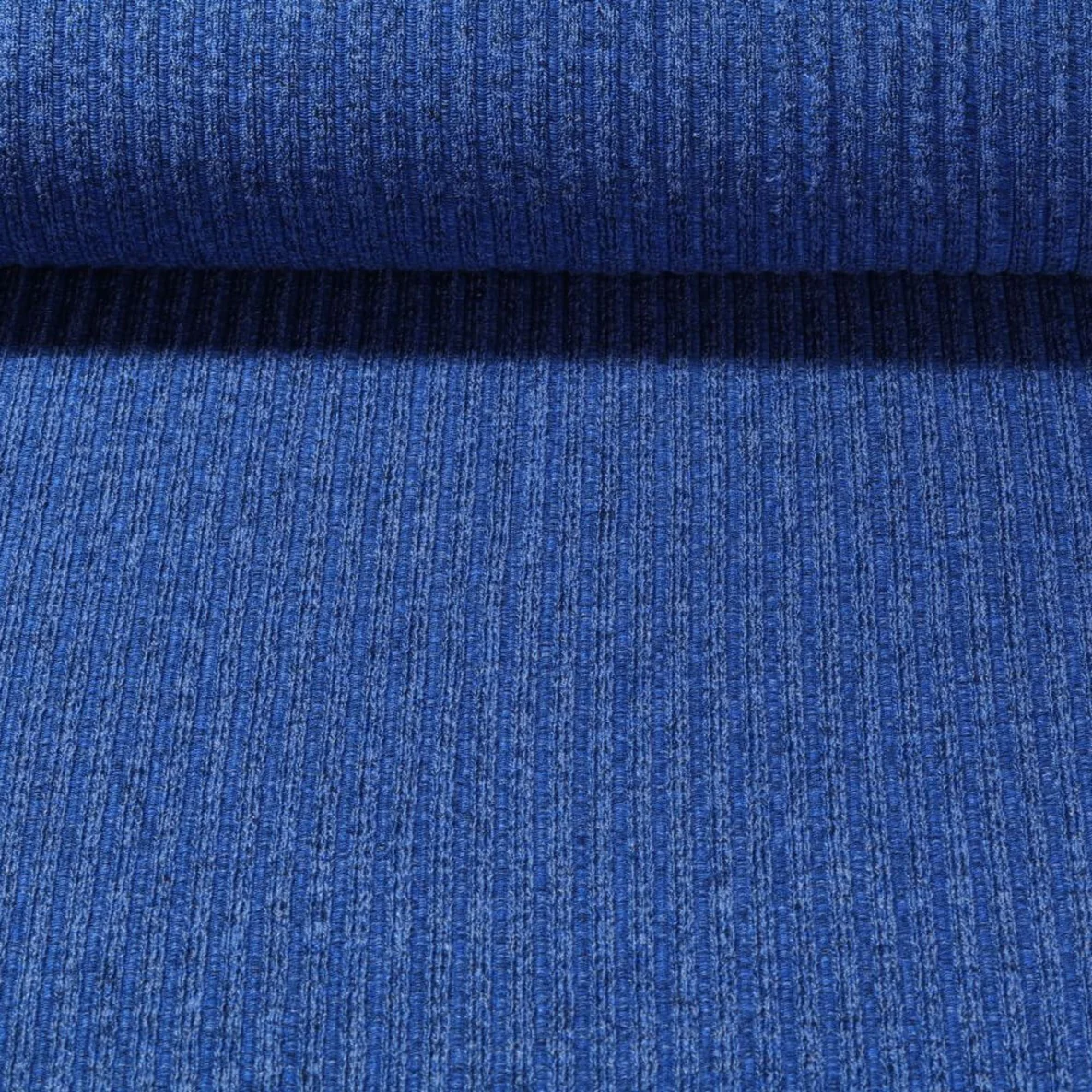 Strickjersey Gerippt Blau Melange