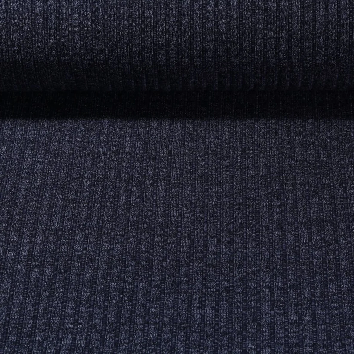 Strickjersey Gerippt Blau Melange