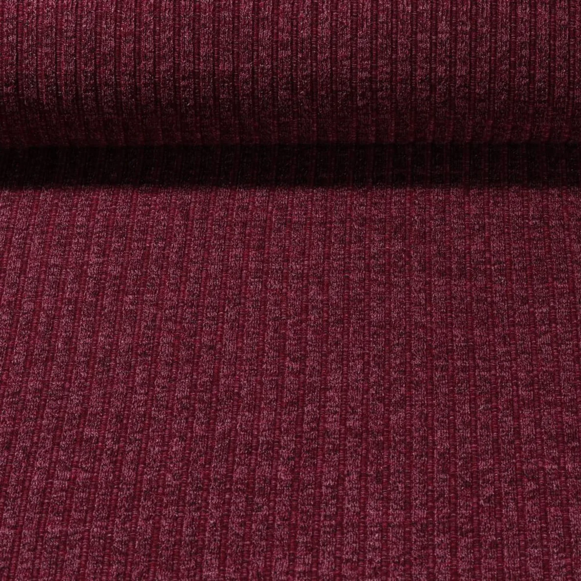 Strickjersey Gerippt Bordeaux Melange