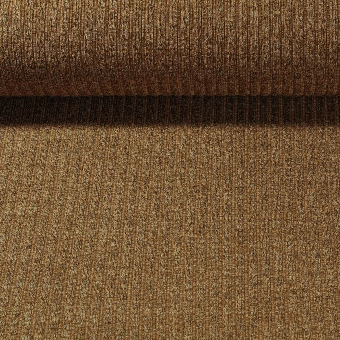 Strickjersey Gerippt Nougatbraun Melange