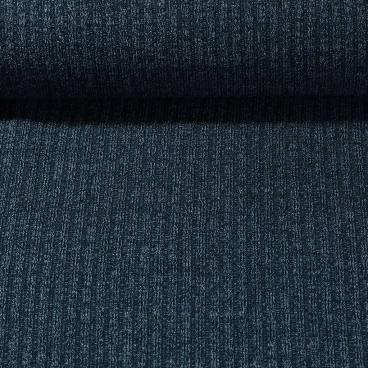Strickjersey Gerippt Petrol Melange