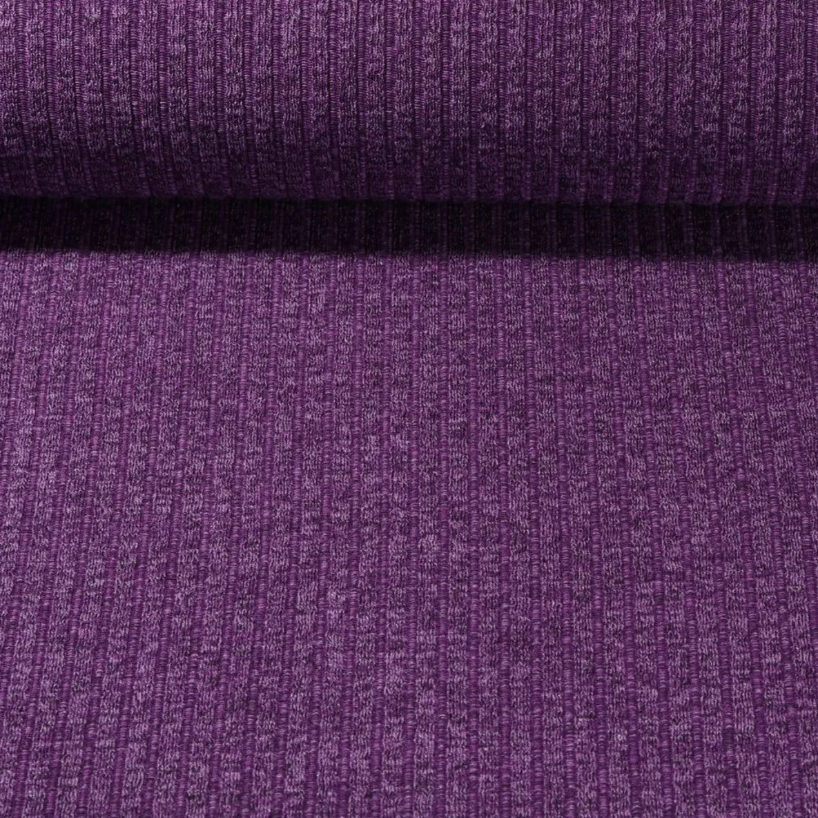 Strickjersey Gerippt Violett Melange