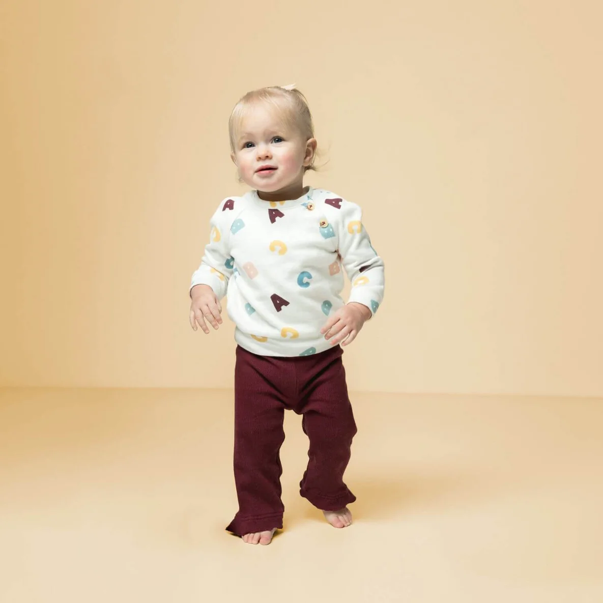 Strickjersey "Qjutie & the Qjutest" ABC Ecru