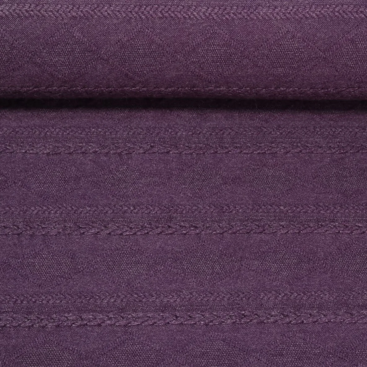 Strickjersey Zöpfe und Rauten Aubergine 