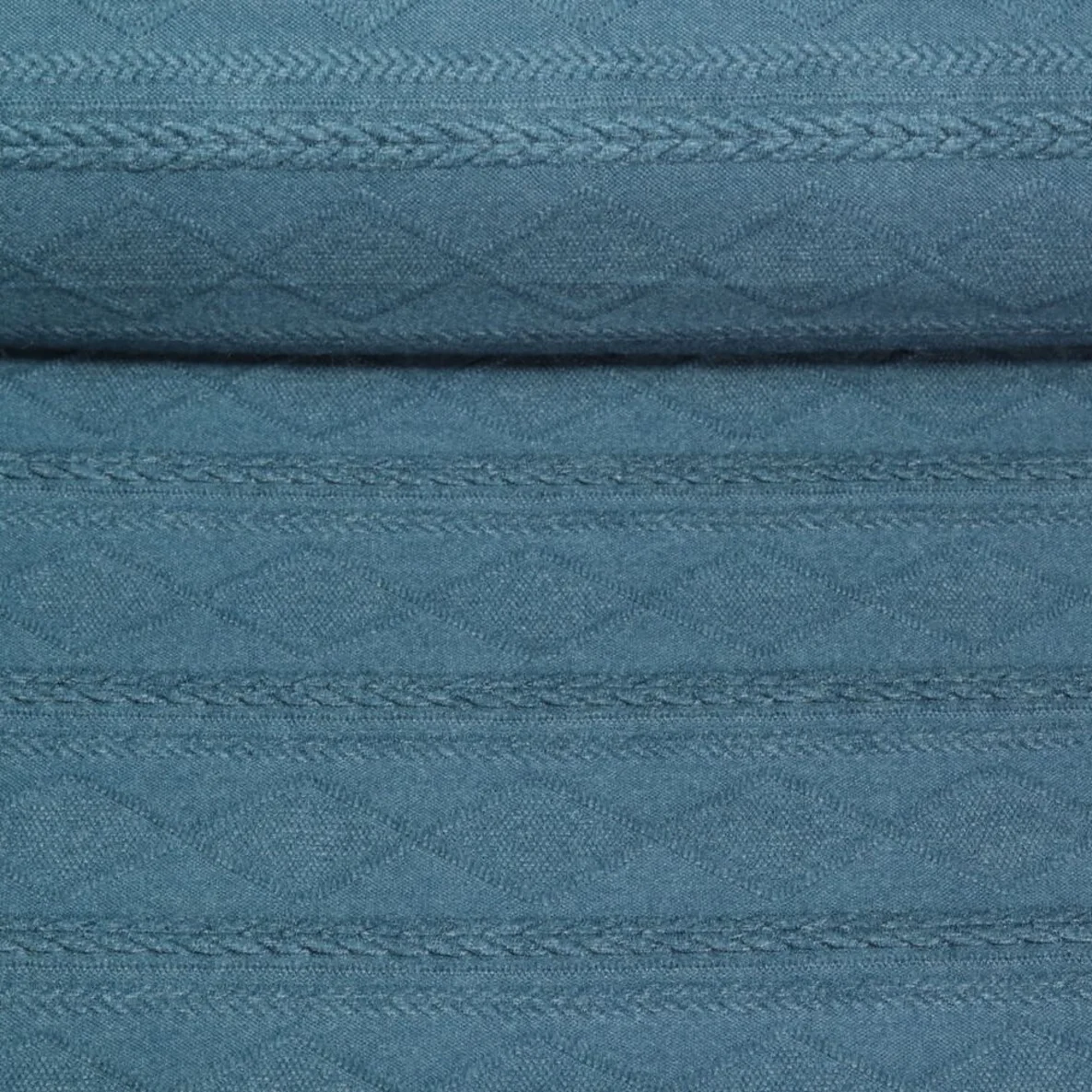 Strickjersey Zöpfe und Rauten Petrol