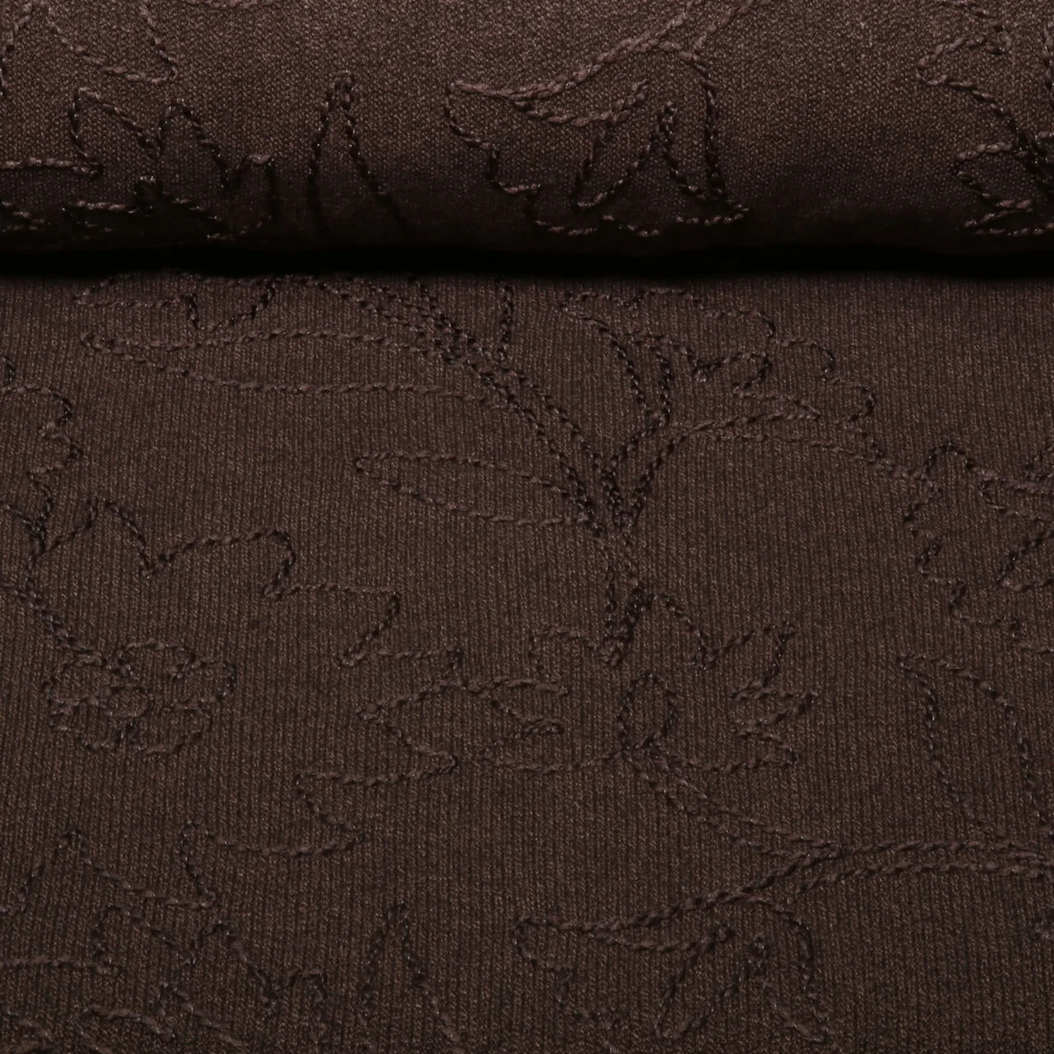 Stricksweat Blumen Bestickt Braun