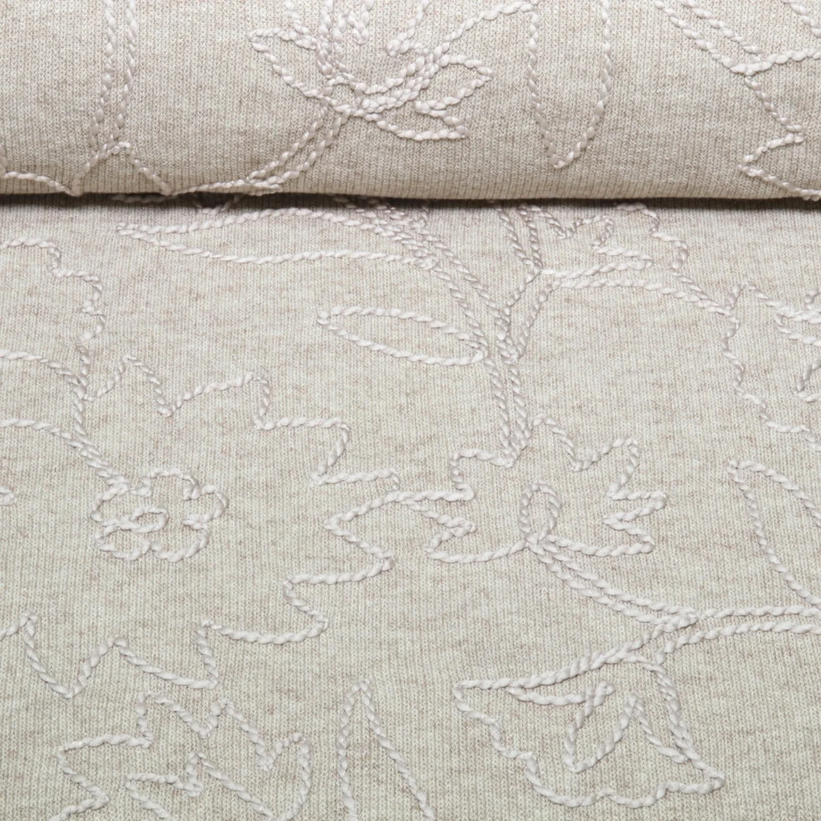 Stricksweat Blumen Bestickt Sand