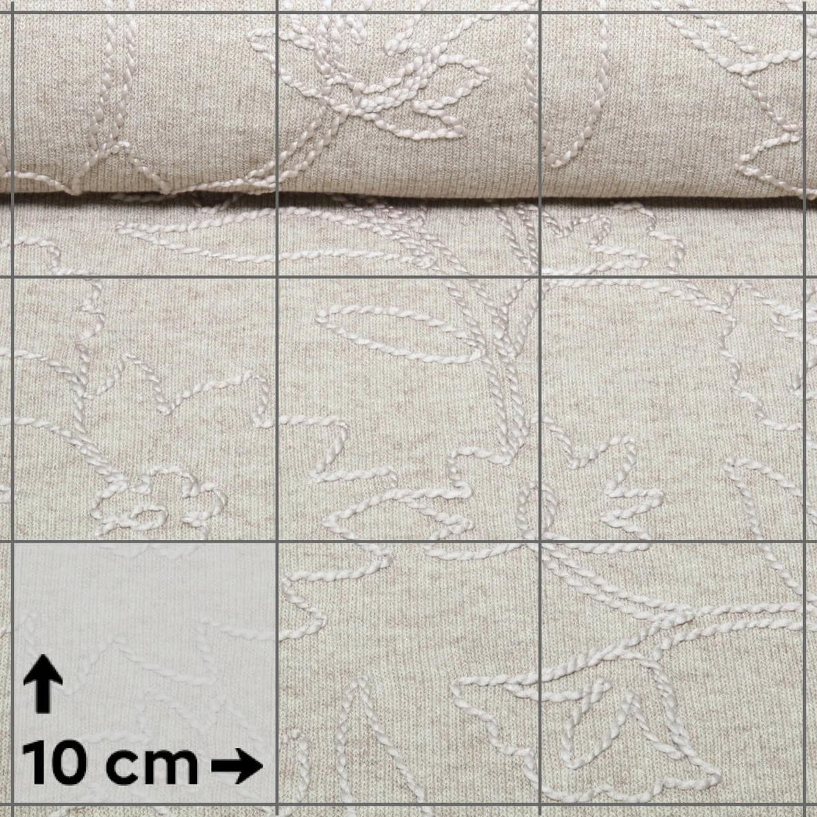 Stricksweat Blumen Bestickt Sand