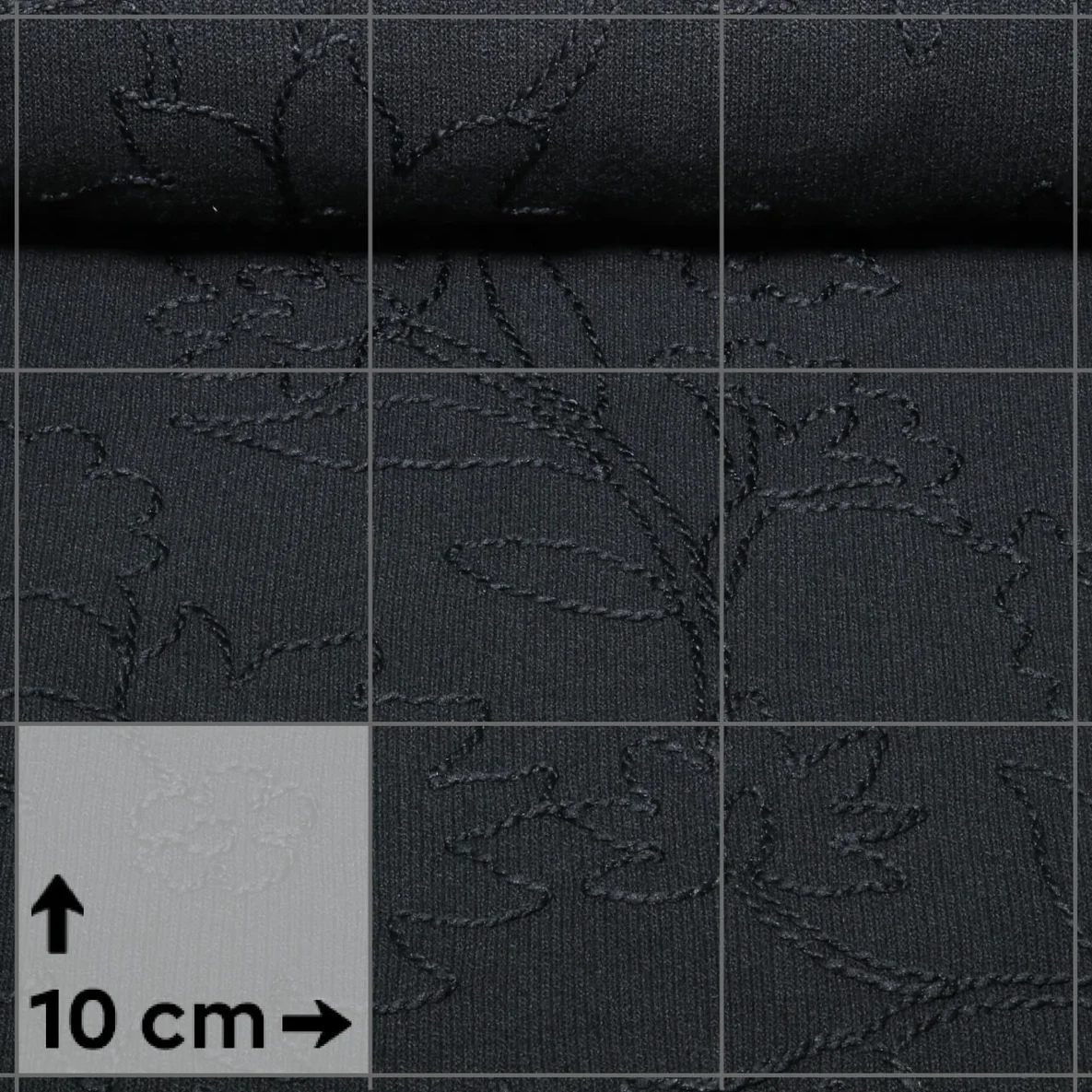 Stricksweat Blumen Bestickt Schwarz