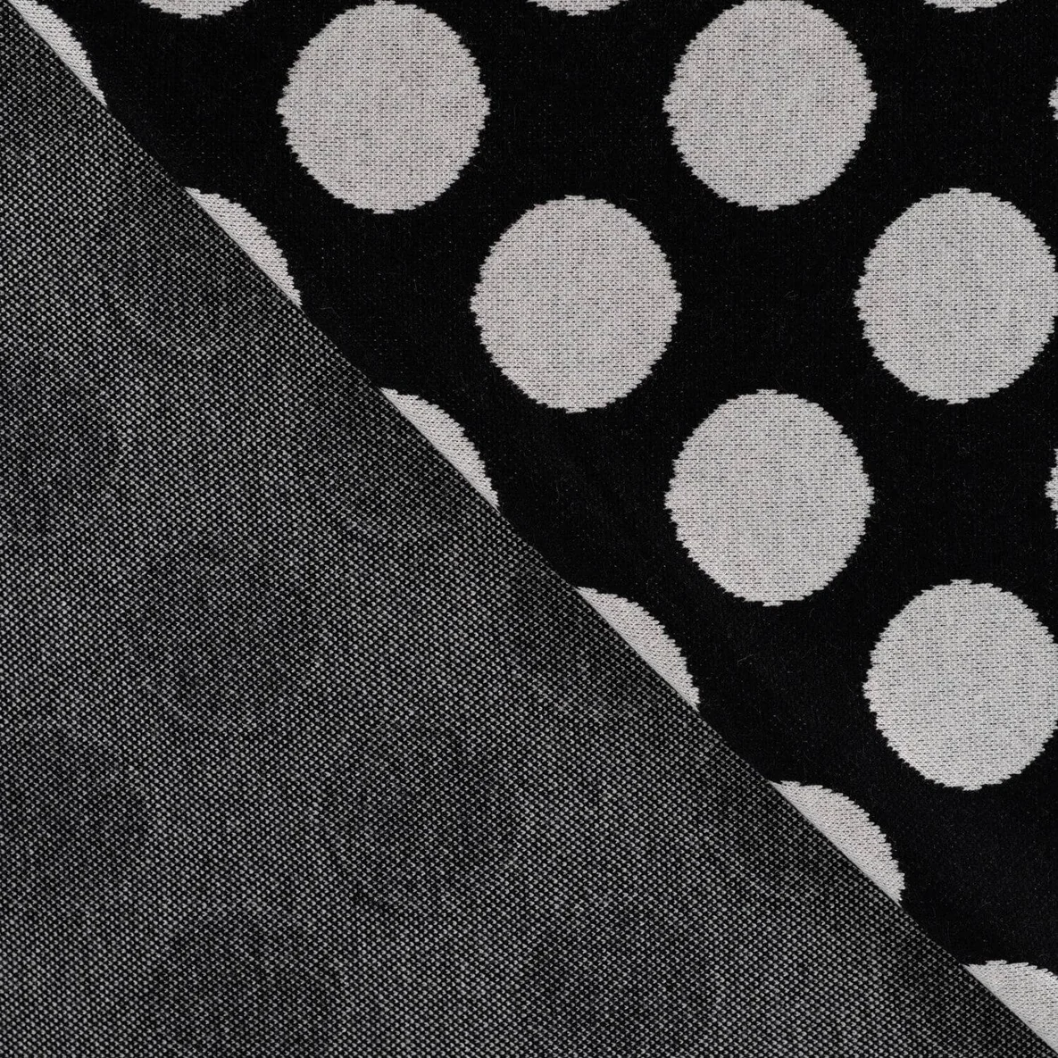 Stricksweat Jacquard Große Punkte Schwarz Weiß