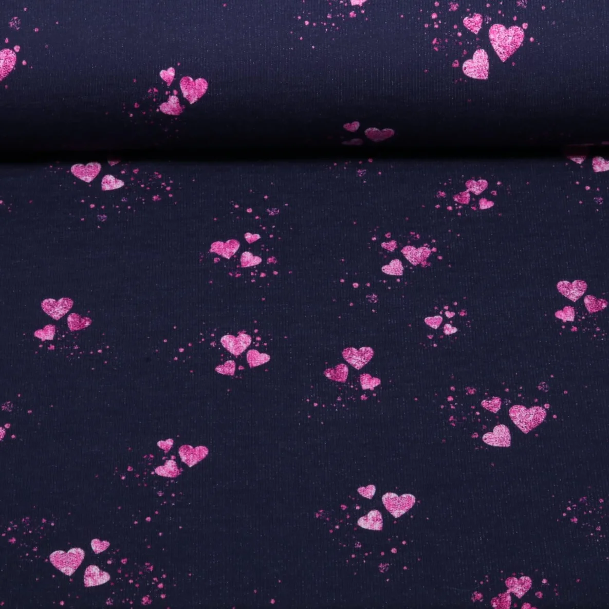 Sweat Glitzerpüppi Digitaldruck Herzen Navy Angeraut
