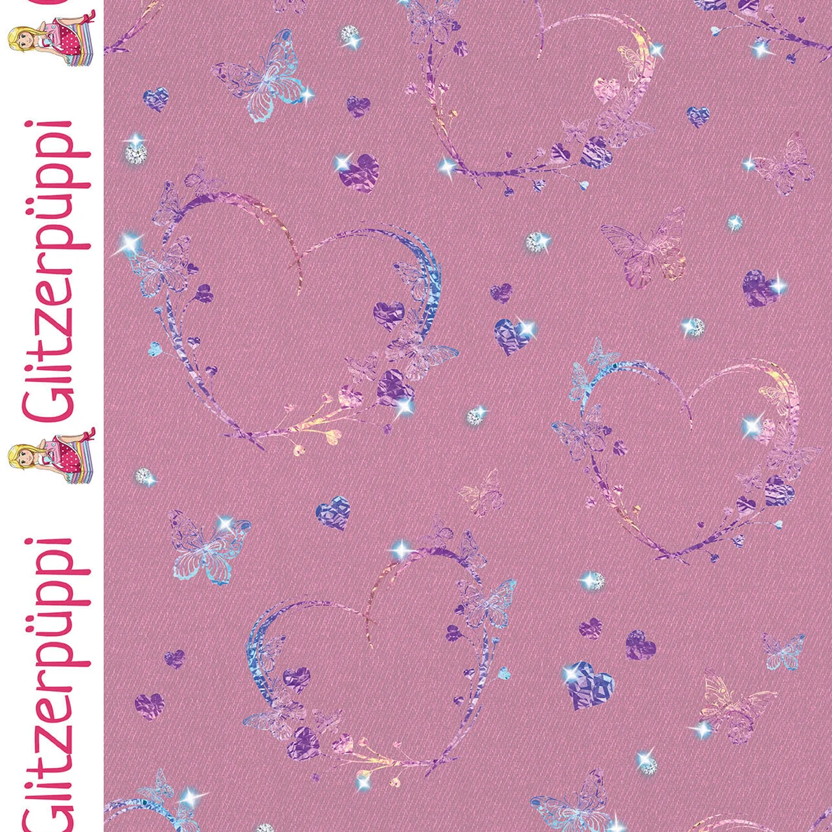 Sweat Glitzerpüppi Digitaldruck Herzen Rosa Angeraut