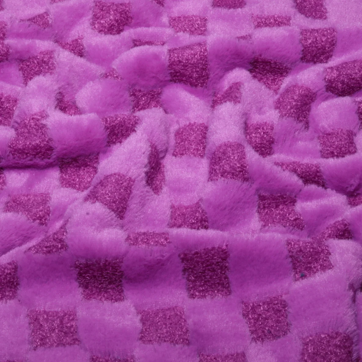 Sweat Heavy Boucle-Plüsch-Mix Karo Violett