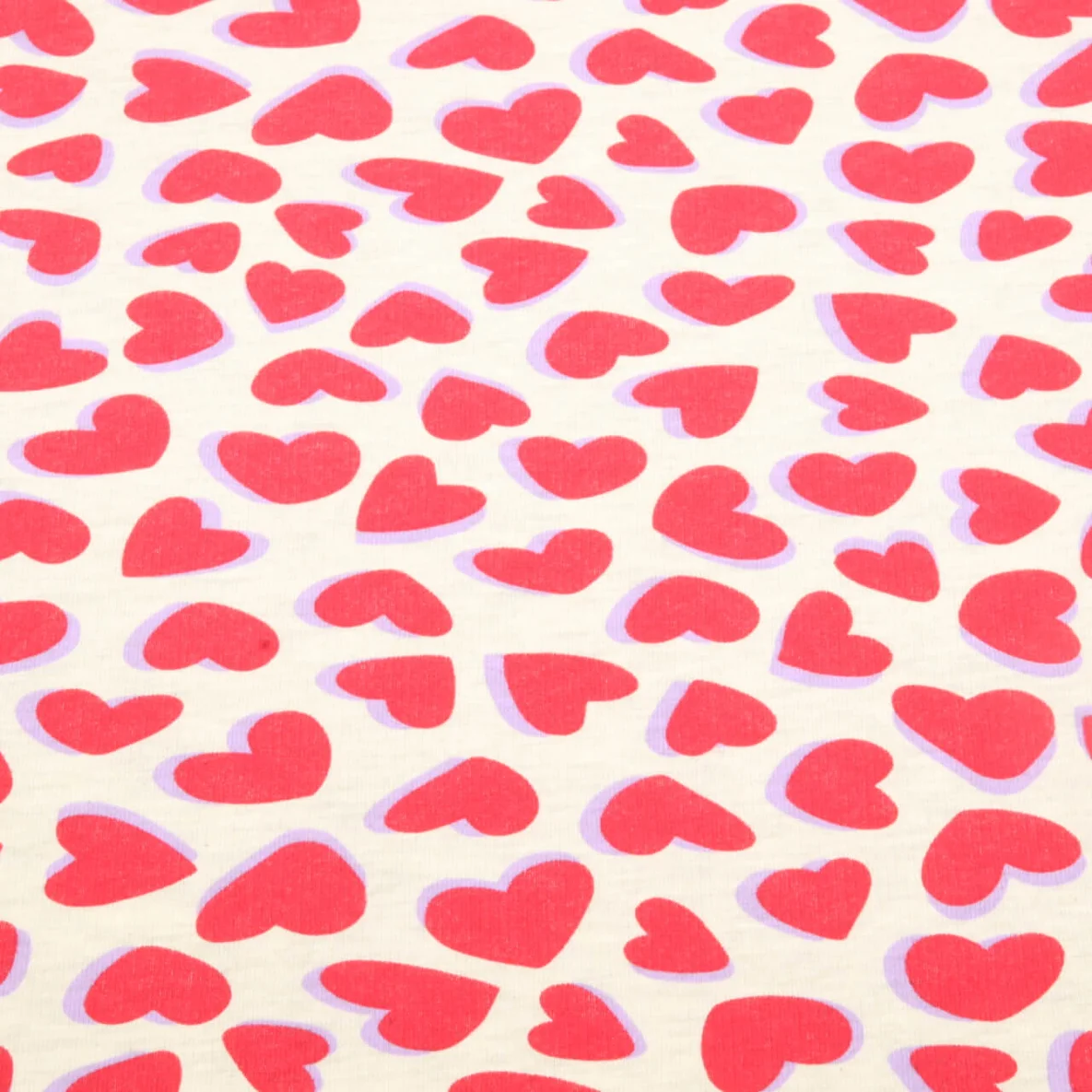 Sweat Herzen Ecru Rot Melange
