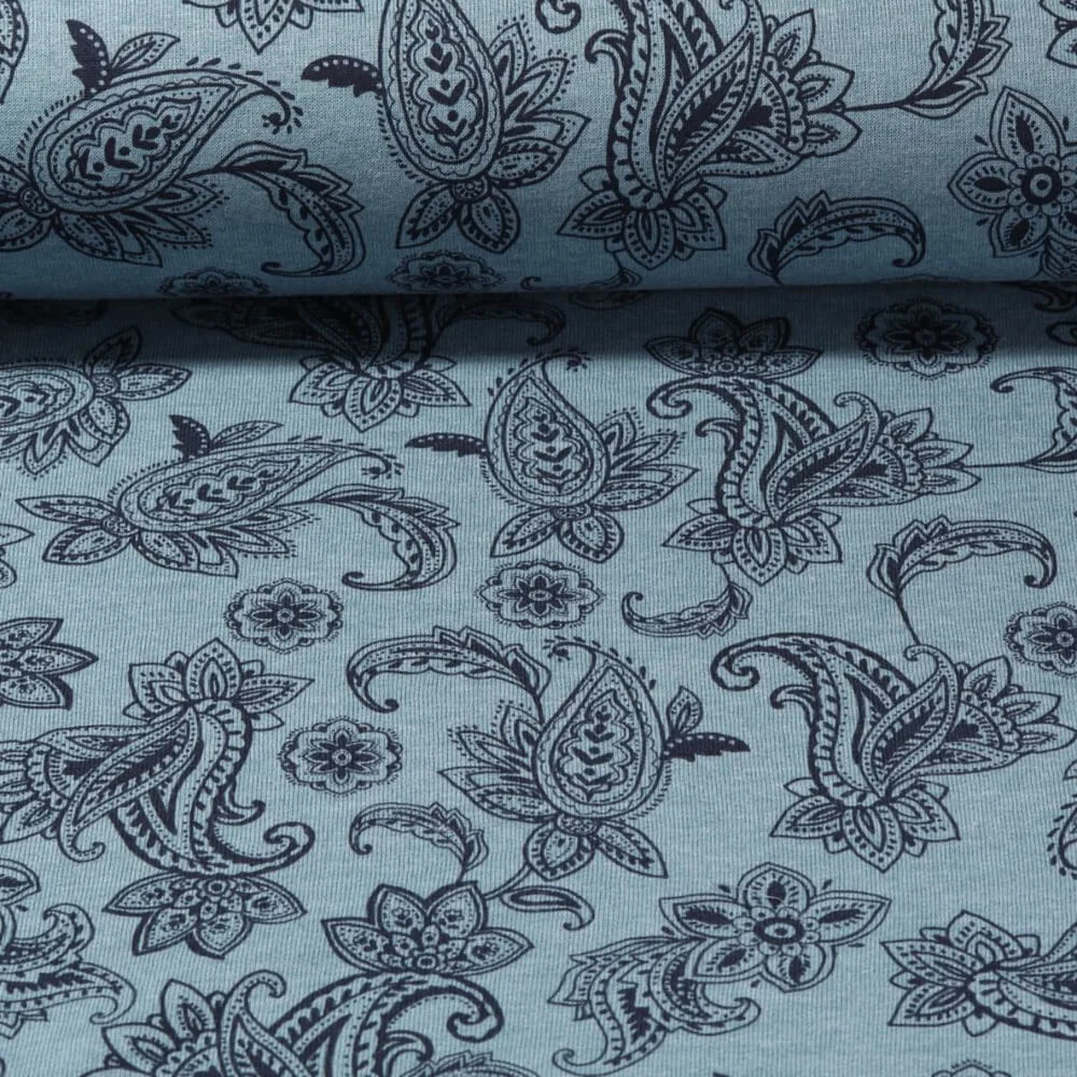 Sweat Paisley Blumen Petrolblau Angeraut 