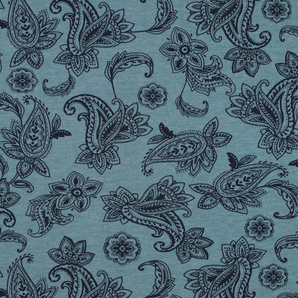 Sweat Paisley Blumen Petrolblau Angeraut 