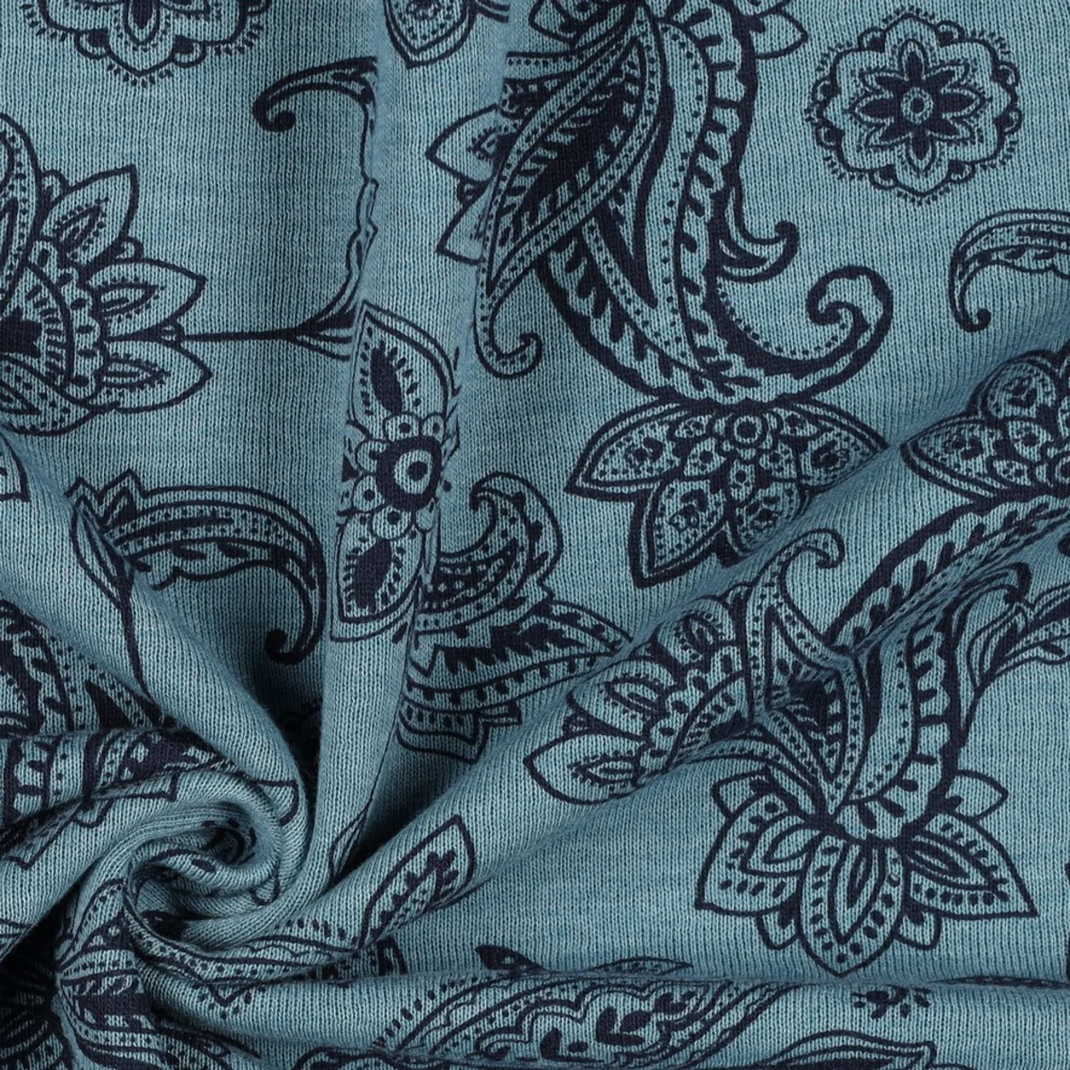 Sweat Paisley Blumen Petrolblau Angeraut 
