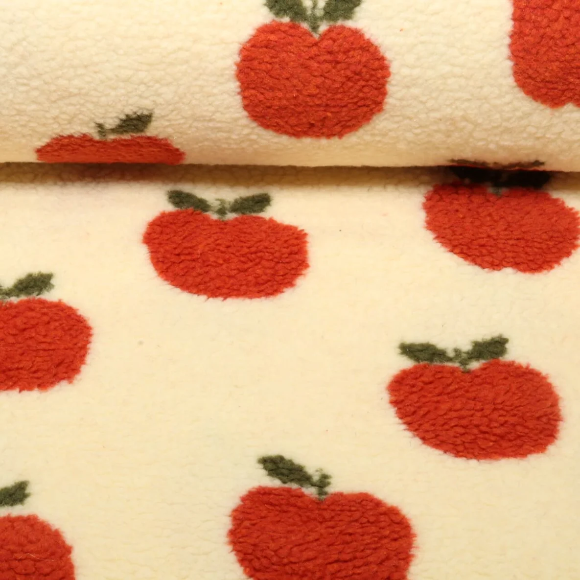 Teddyfleece Äpfel Ecru