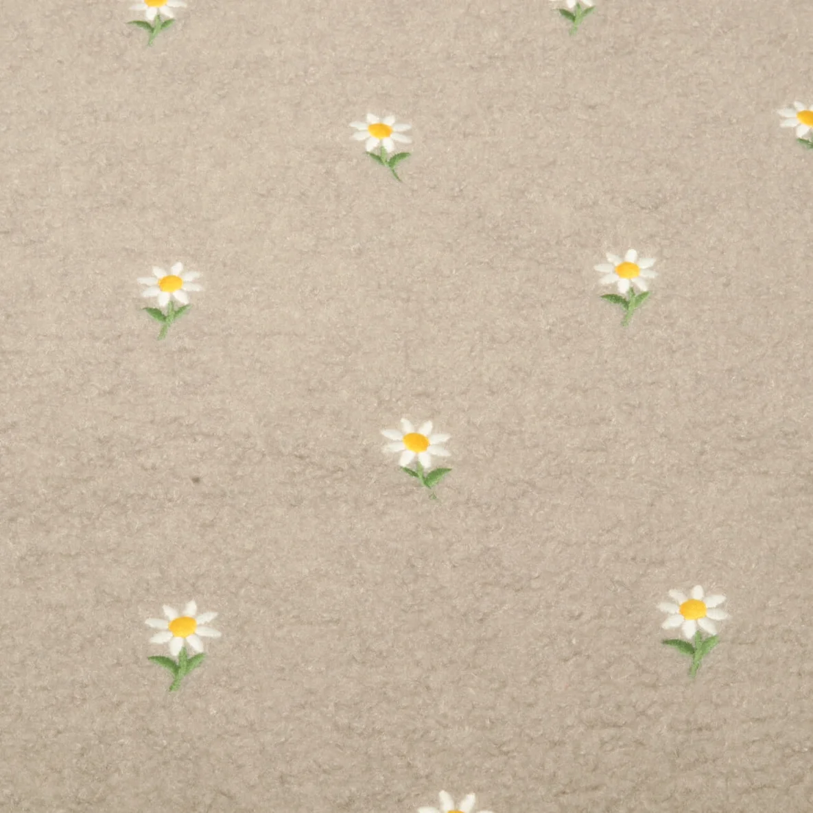 Teddyfleece Bestickt Blümchen Beige