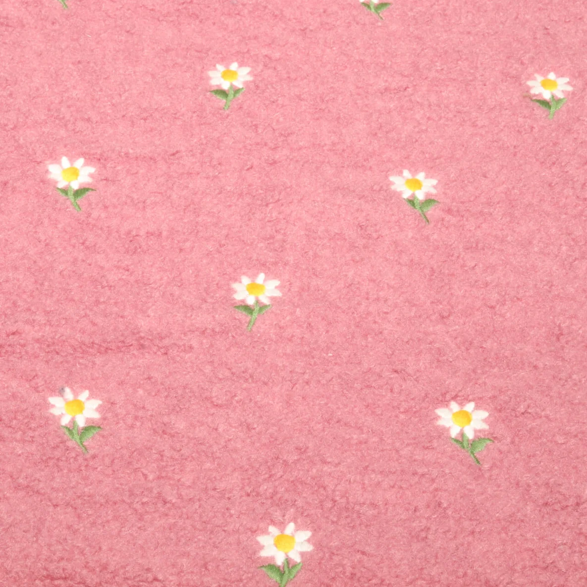 Teddyfleece Bestickt Blümchen Rosa