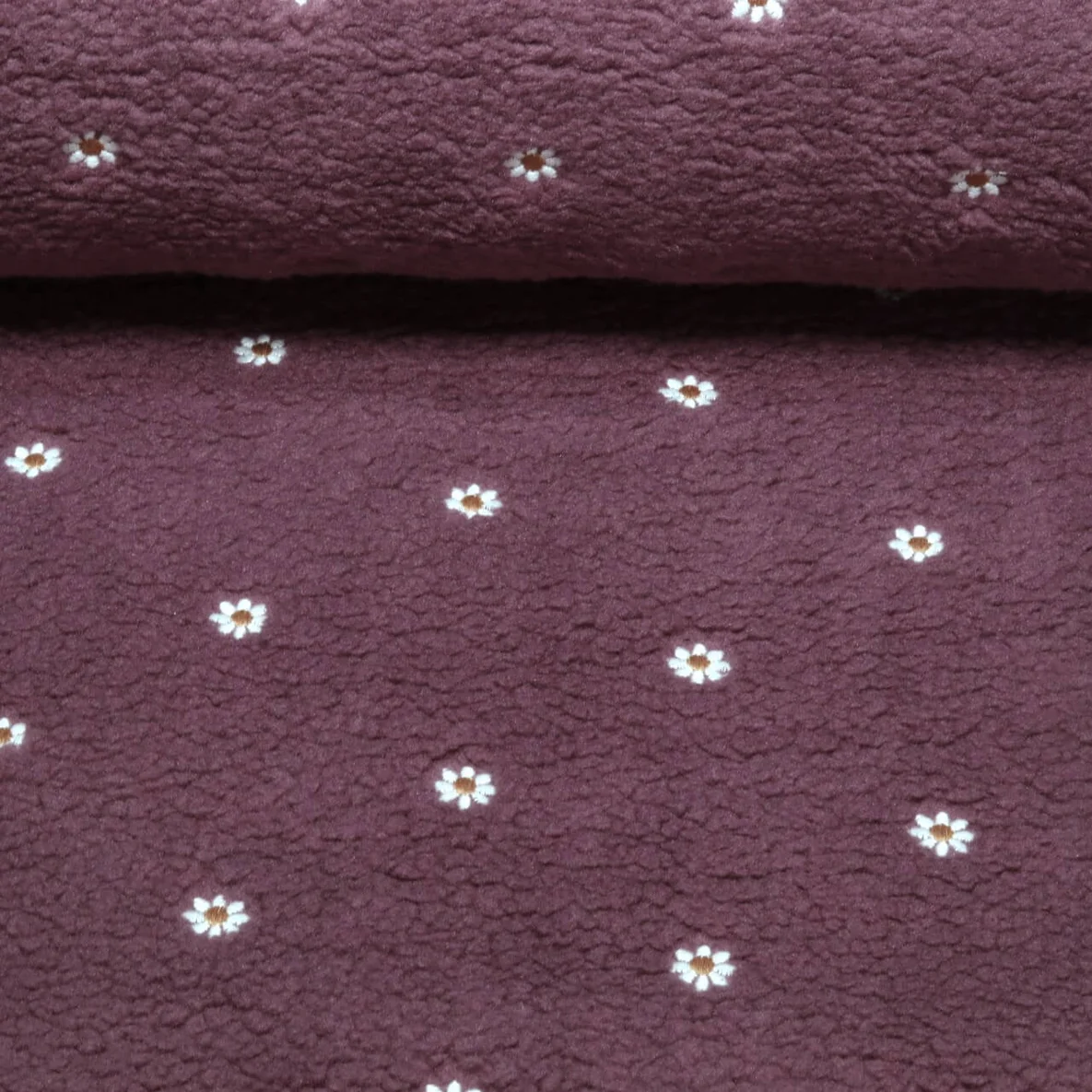 Teddyfleece Blümchen Bestickt Rosenholz