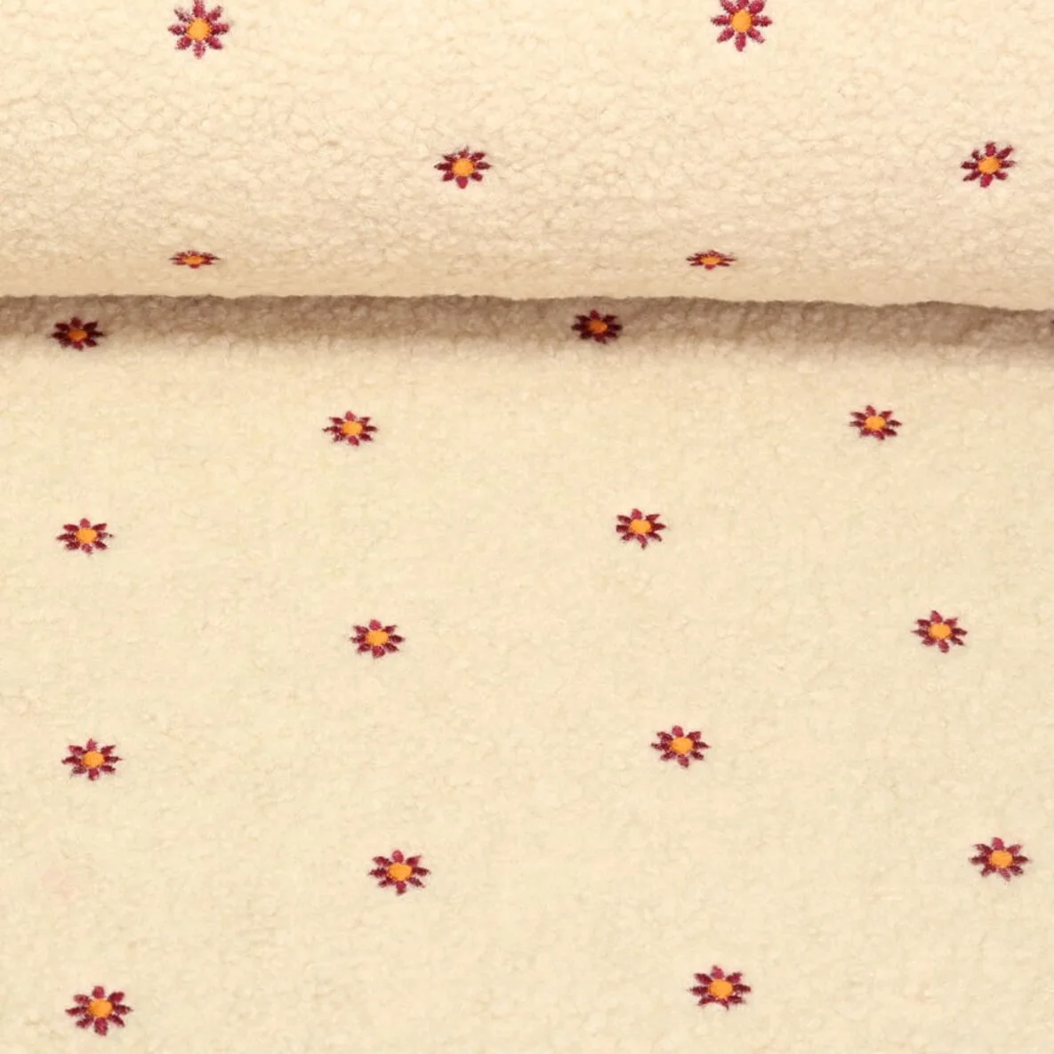 Teddyfleece Blumen Beige