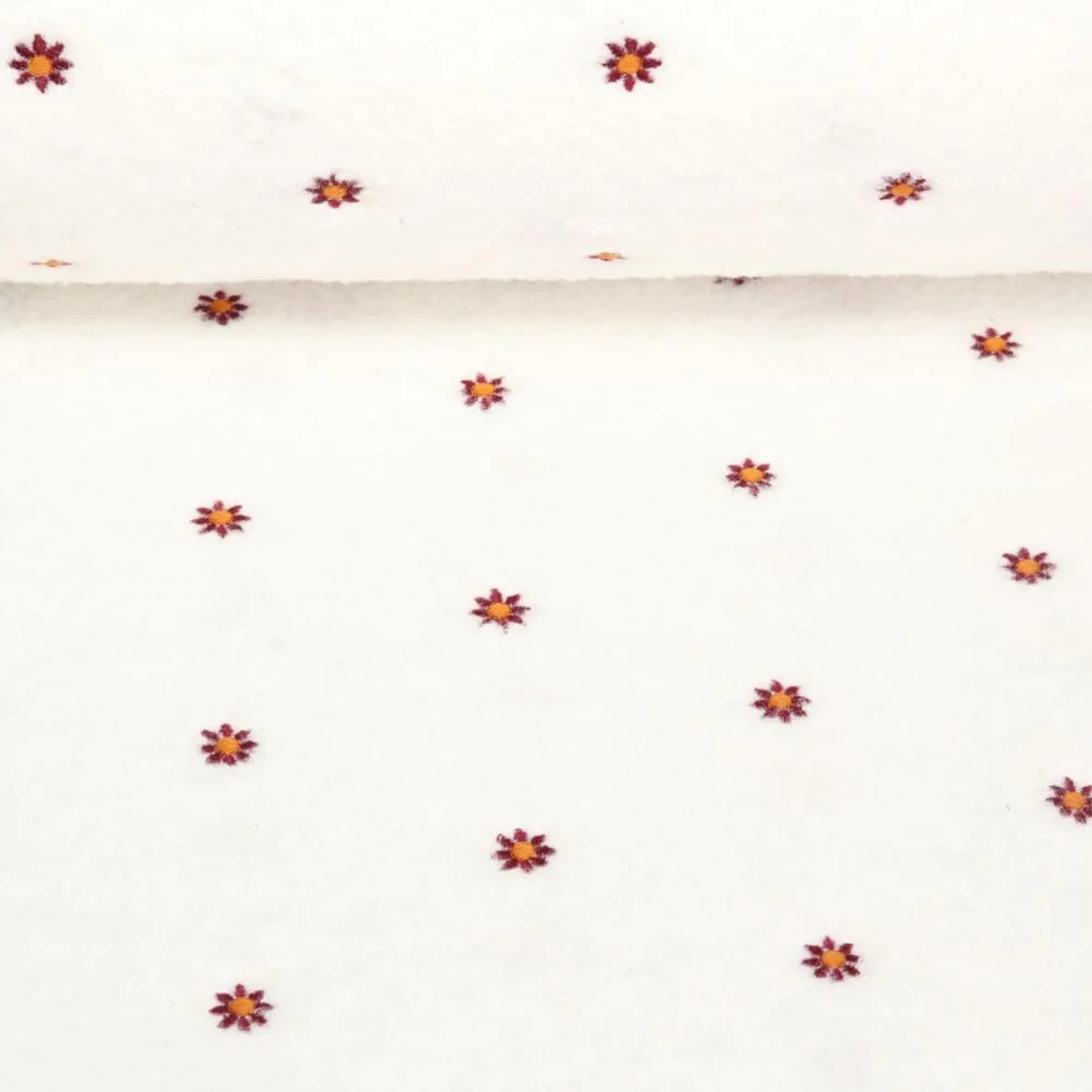 Teddyfleece Blumen Ecru