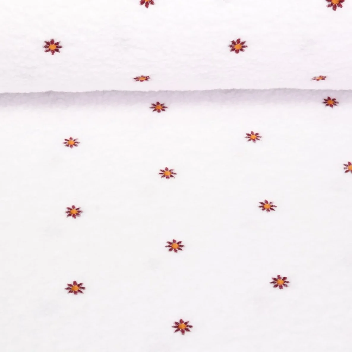 Teddyfleece Blumen Weiß