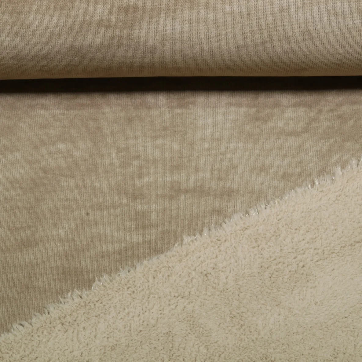 Teddyfleece Doubleface Veloursstrick Braun