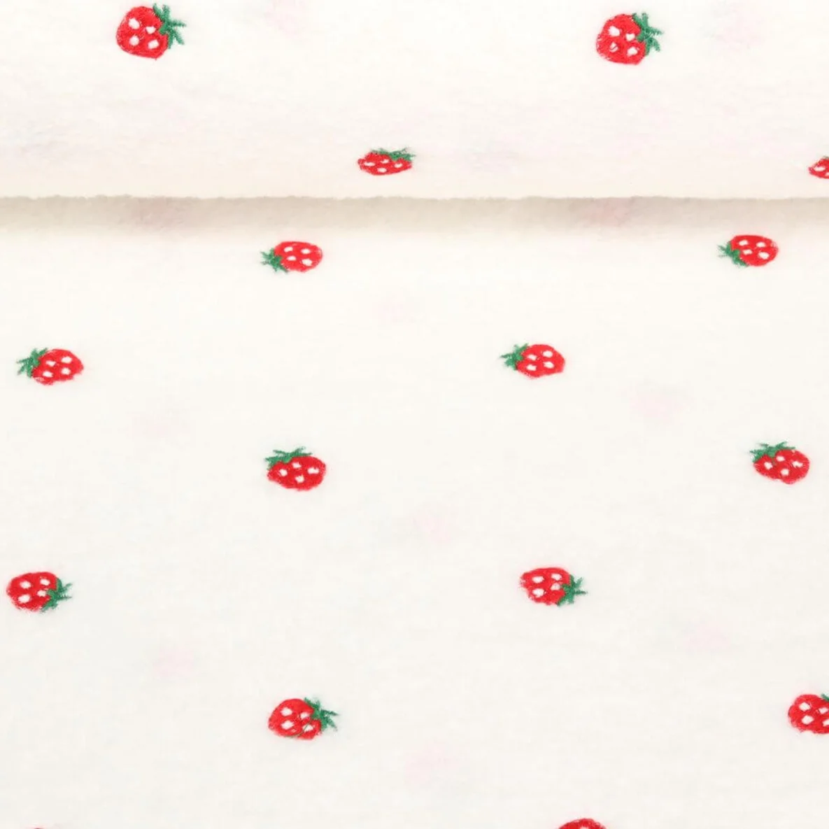 Teddyfleece Erdbeeren Weiß