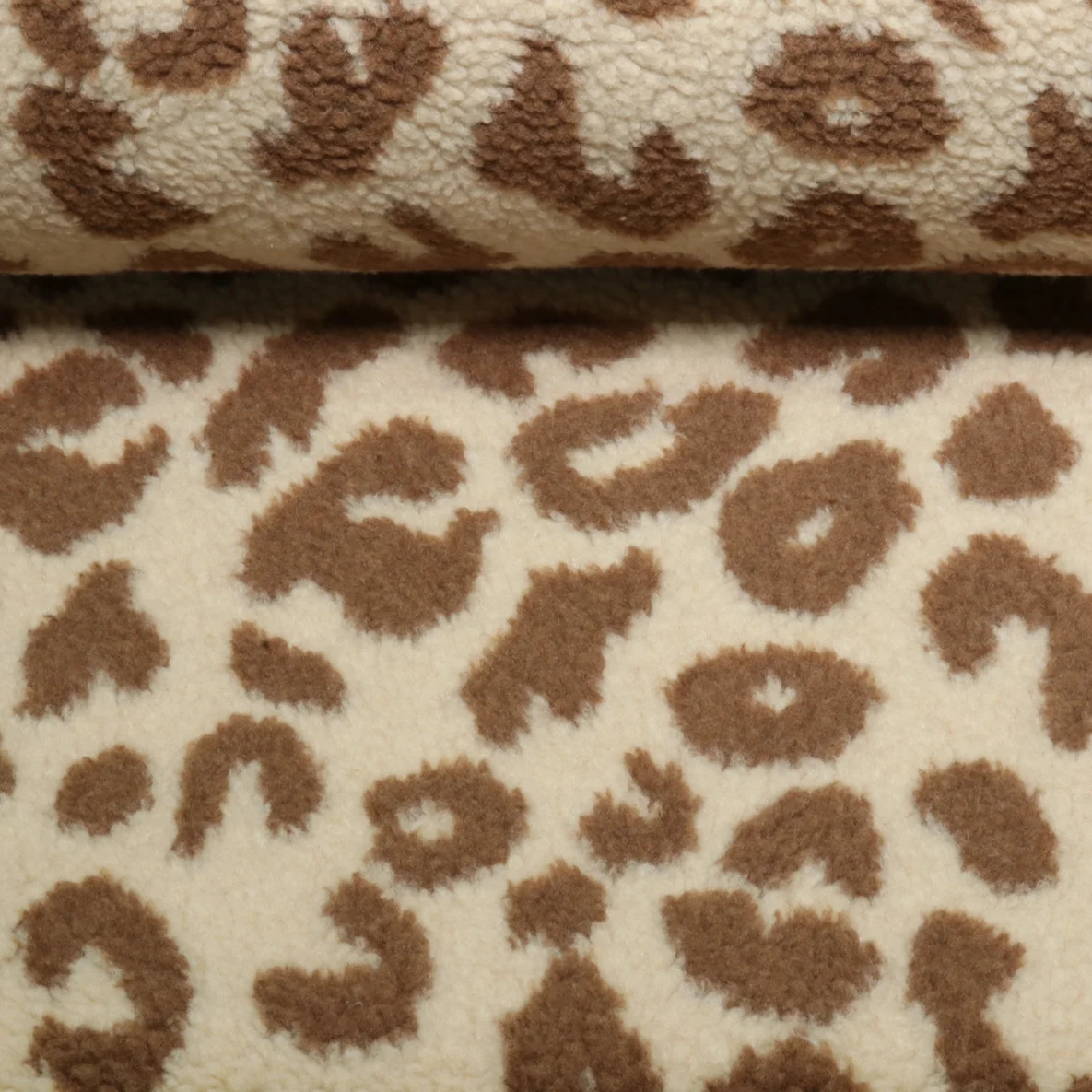Teddyfleece Großes Leomuster Beige Braun
