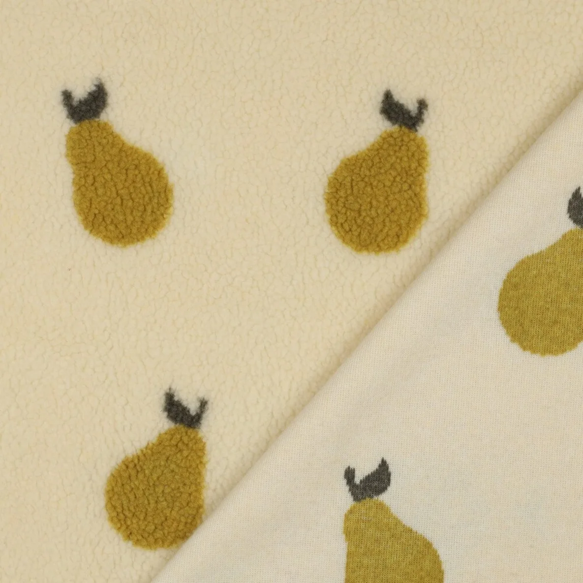 Teddyfleece Jacquard Birnen Beige