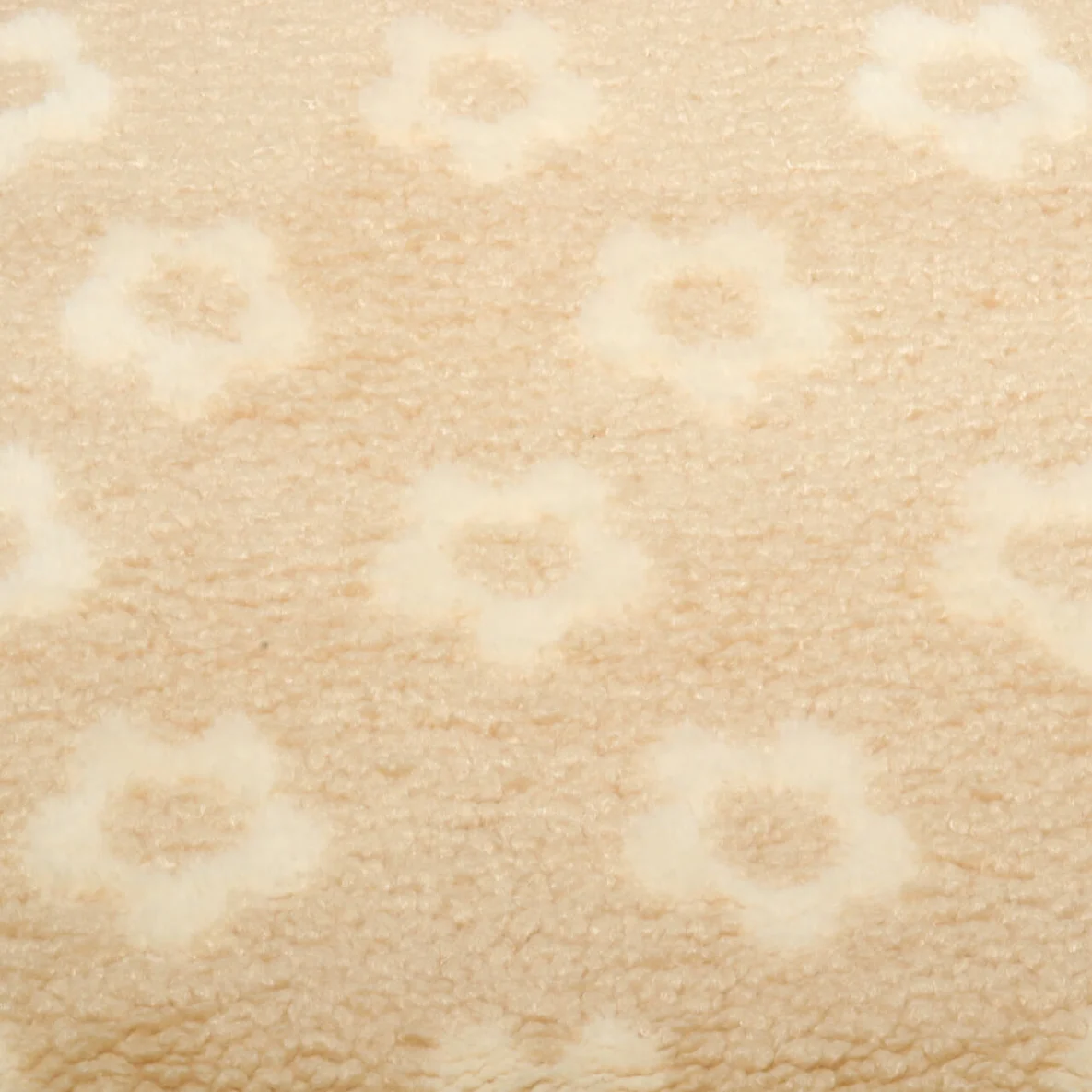 Teddyfleece Jacquard Blumen Hellbraun Weiß