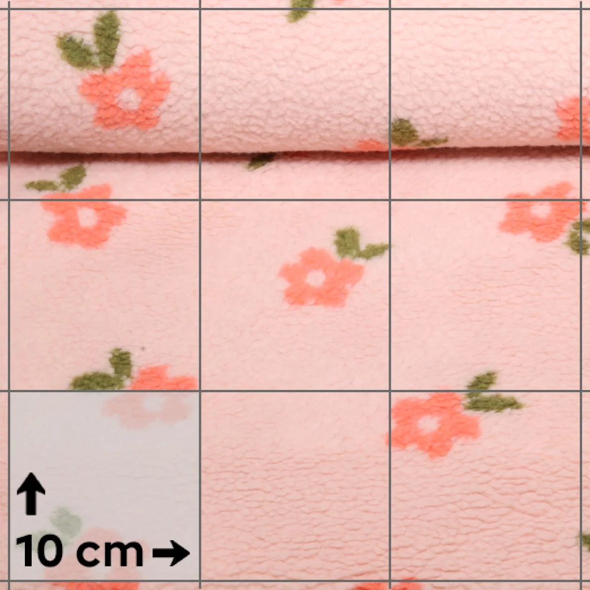 Teddyfleece Jacquard Blumen Hellrosa