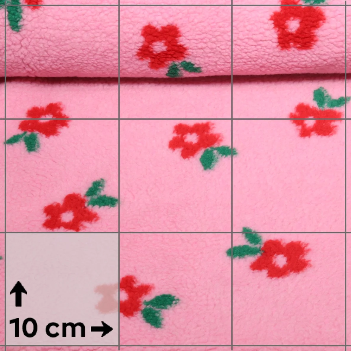 Teddyfleece Jacquard Blumen Rosa