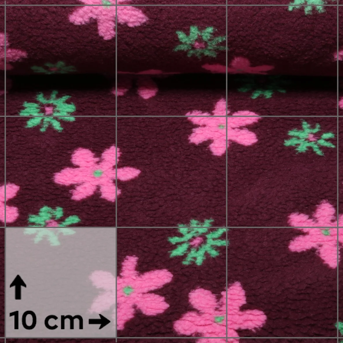 Teddyfleece Jacquard Blumenblüten Bordeauxrot