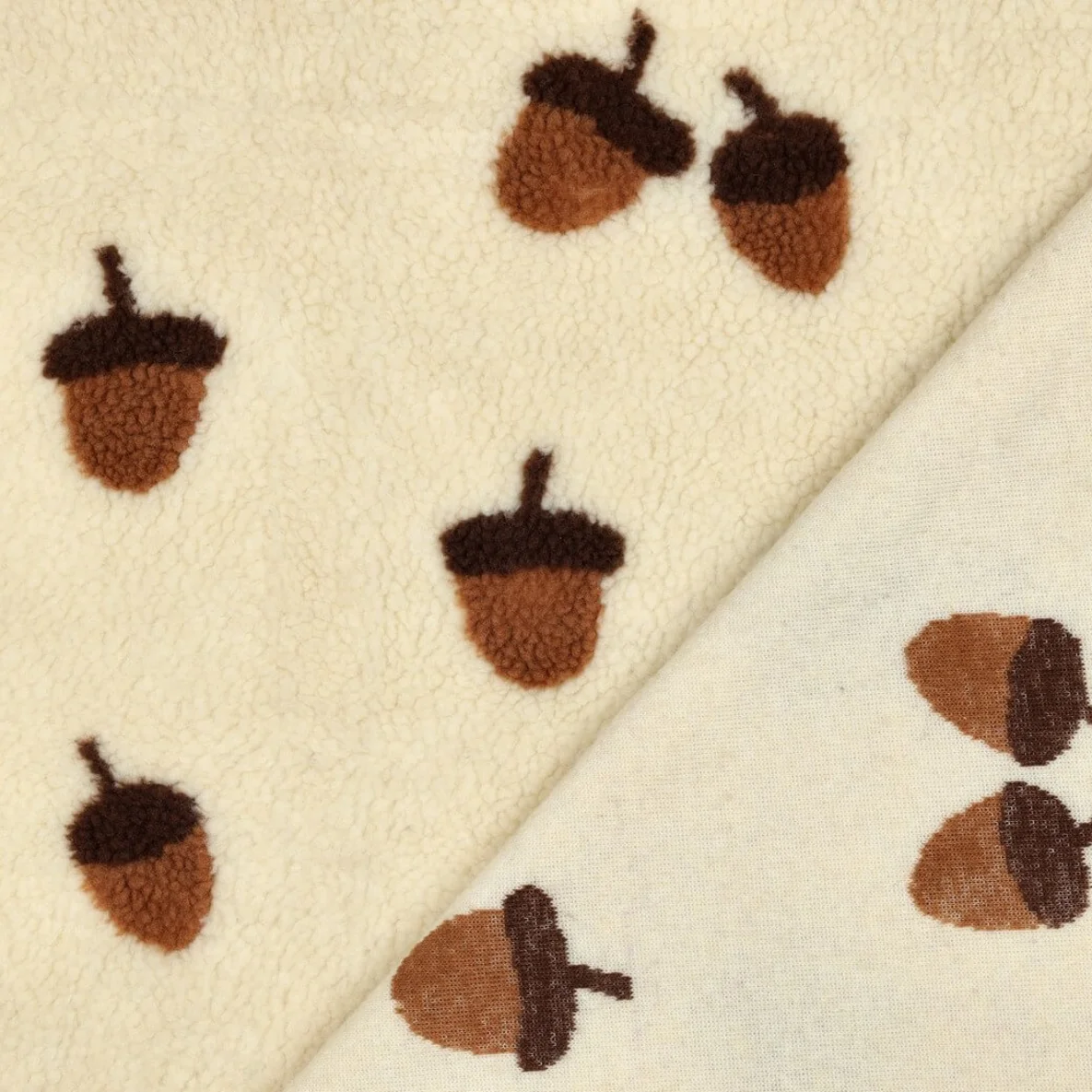 Teddyfleece Jacquard Eicheln Beige